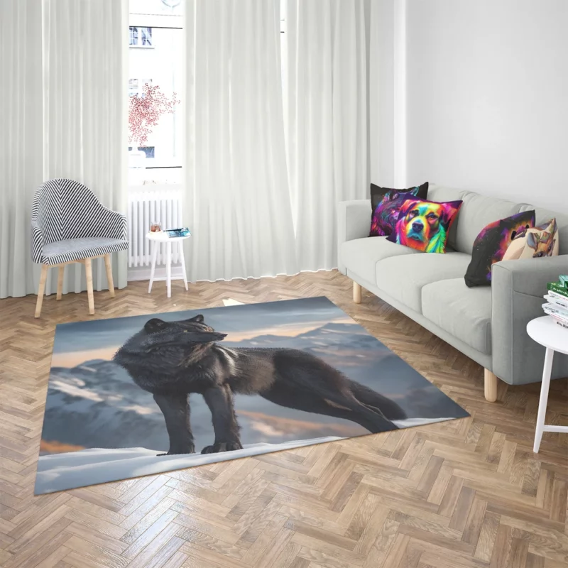 Big Black Wolf on Mountain Rug 2