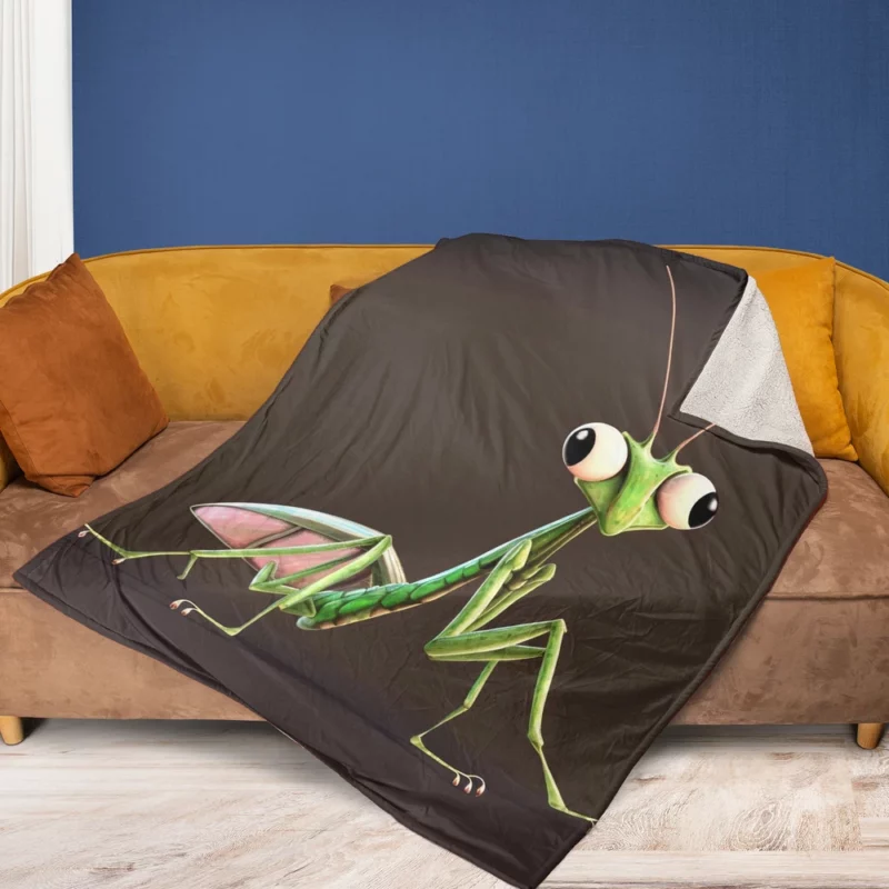 Big Eyed Mantis on Ground Fleece Blanket 1