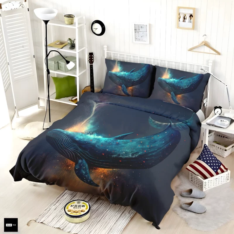 Bioluminescent Whale Tail Bedding Set