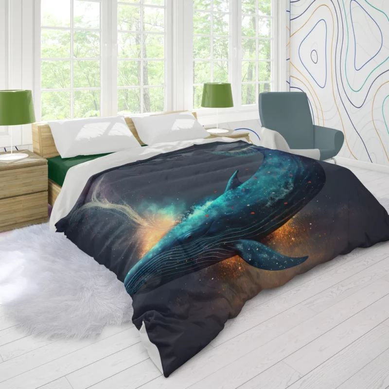 Bioluminescent Whale Tail Duvet Cover