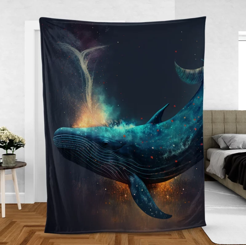 Bioluminescent Whale Tail Fleece Blanket