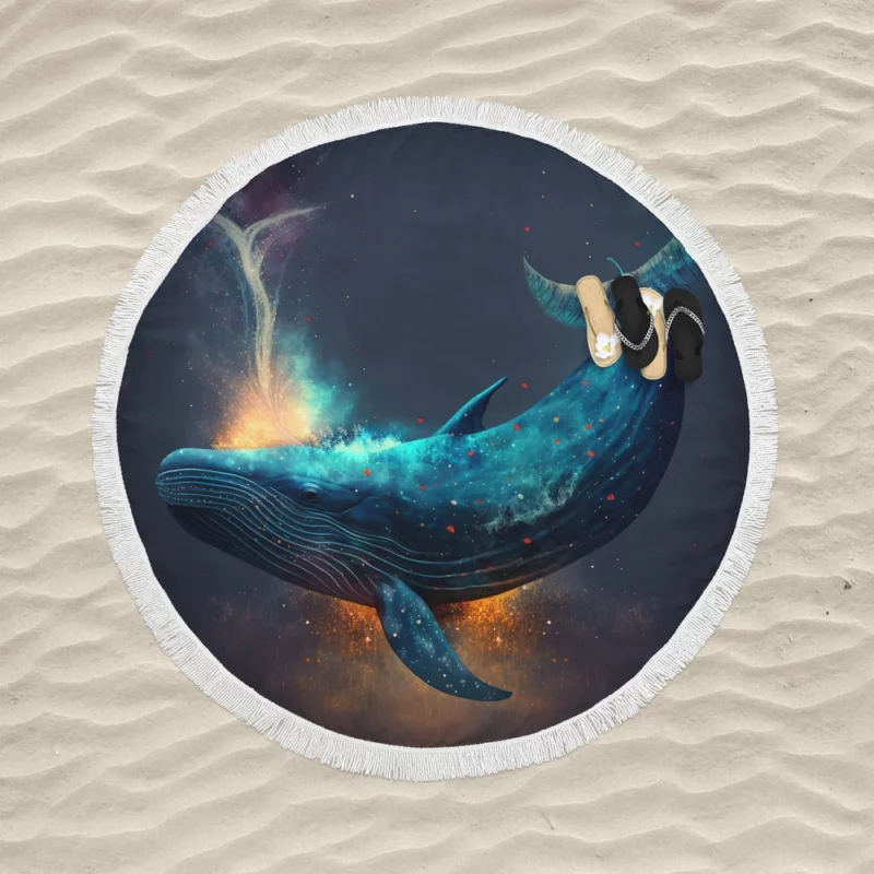 Bioluminescent Whale Tail Round Beach Towel