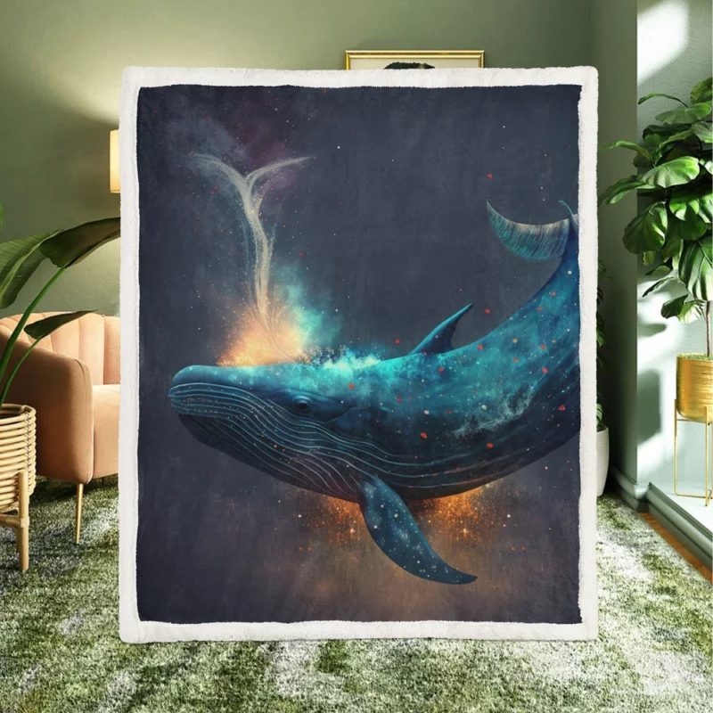 Bioluminescent Whale Tail Sherpa Fleece Blanket