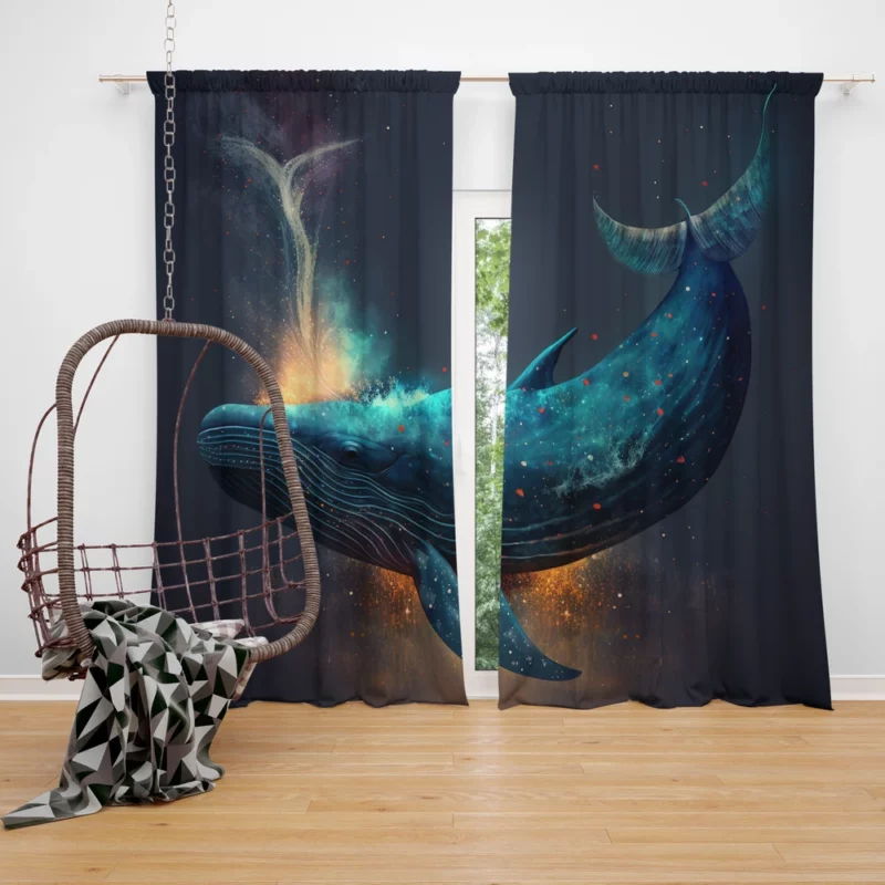 Bioluminescent Whale Tail Window Curtain