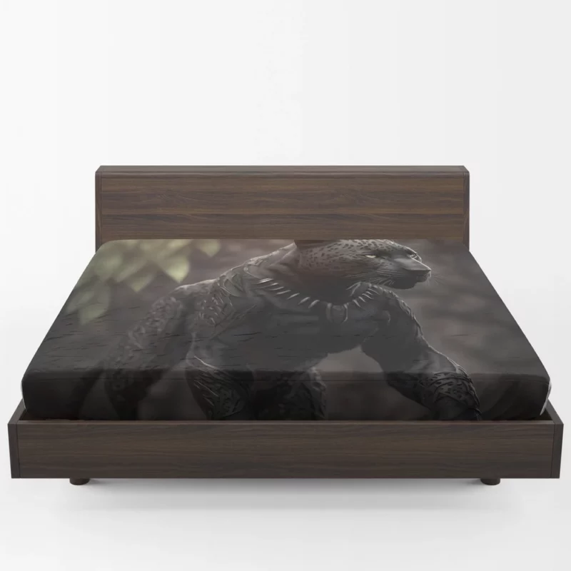 Black Jaguar Portrait Fitted Sheet 1