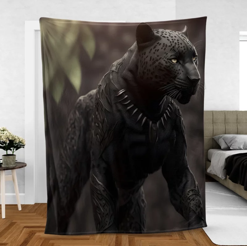 Black Jaguar Portrait Fleece Blanket