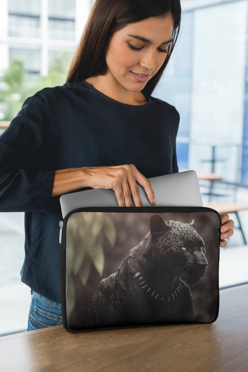 Black Jaguar Portrait Laptop Sleeve 1