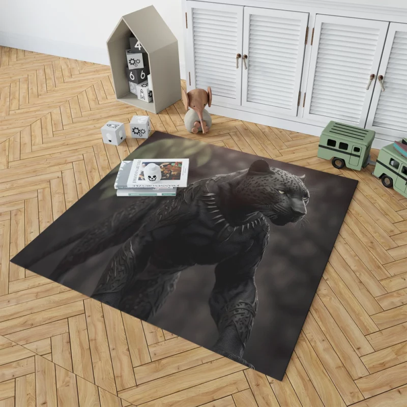 Black Jaguar Portrait Rug 1