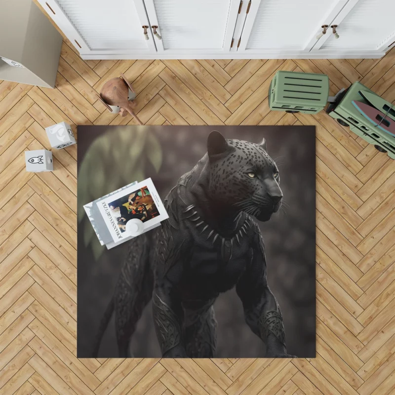 Black Jaguar Portrait Rug