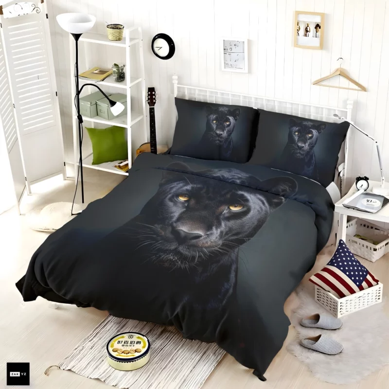 Black Leopard Portrait Bedding Set