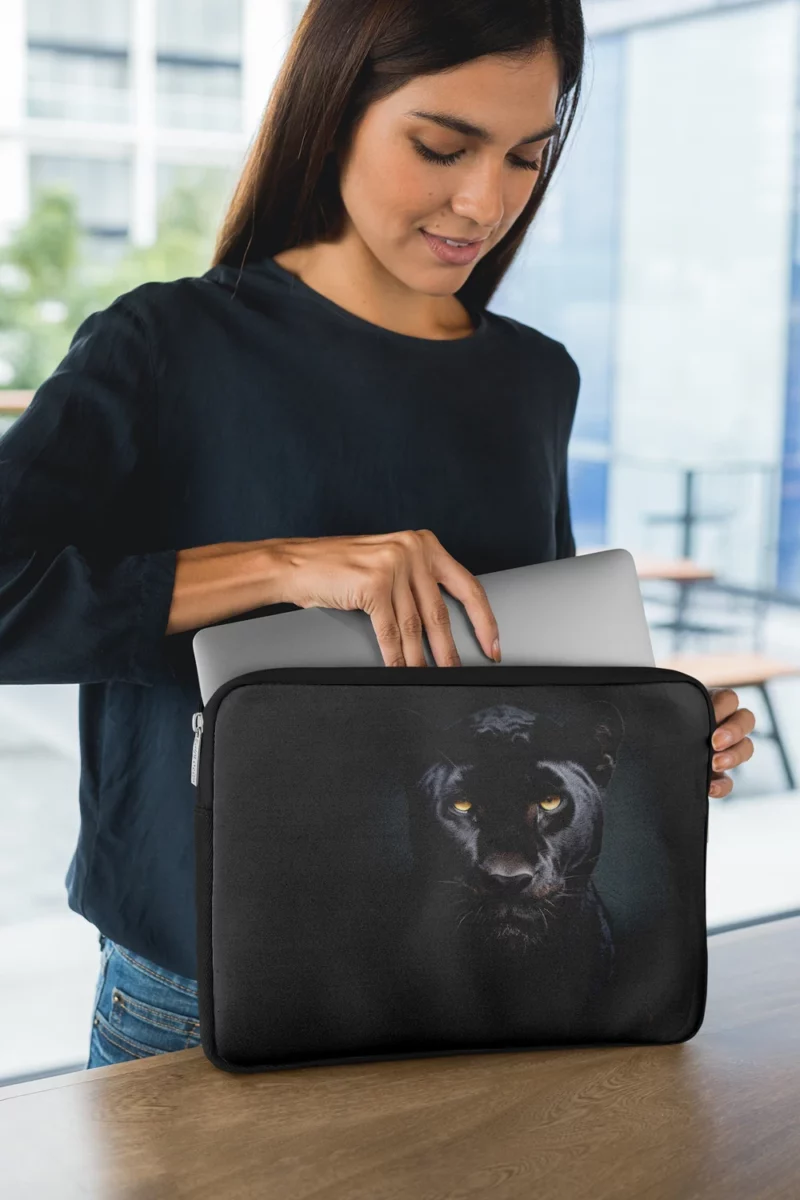 Black Leopard Portrait Laptop Sleeve 1