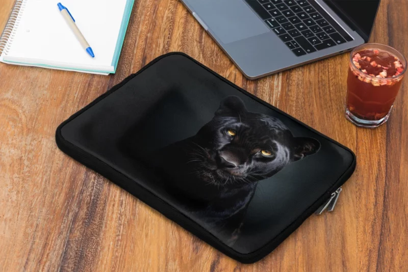 Black Leopard Portrait Laptop Sleeve 2