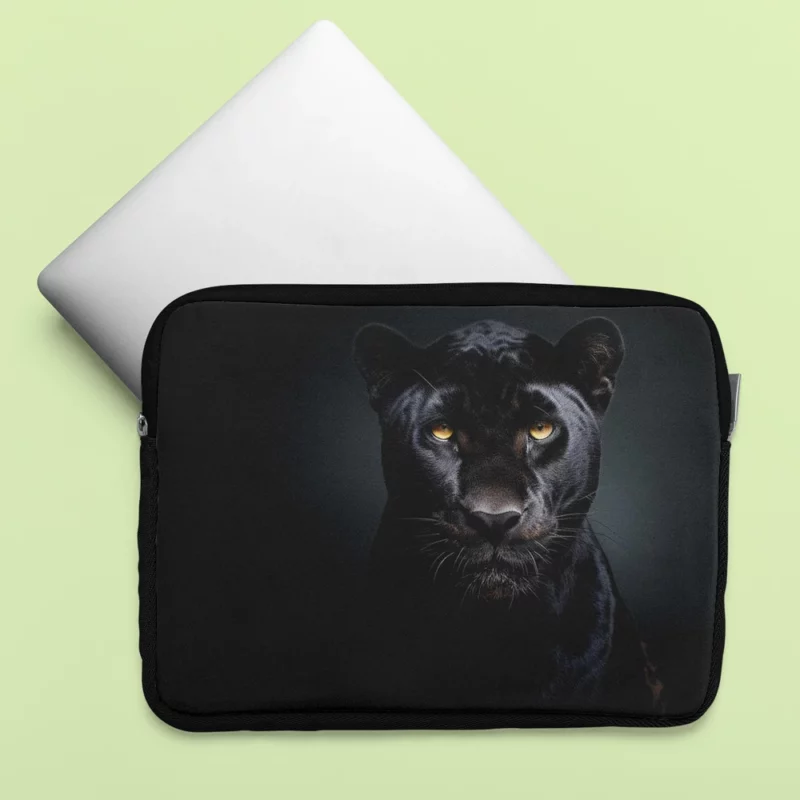 Black Leopard Portrait Laptop Sleeve