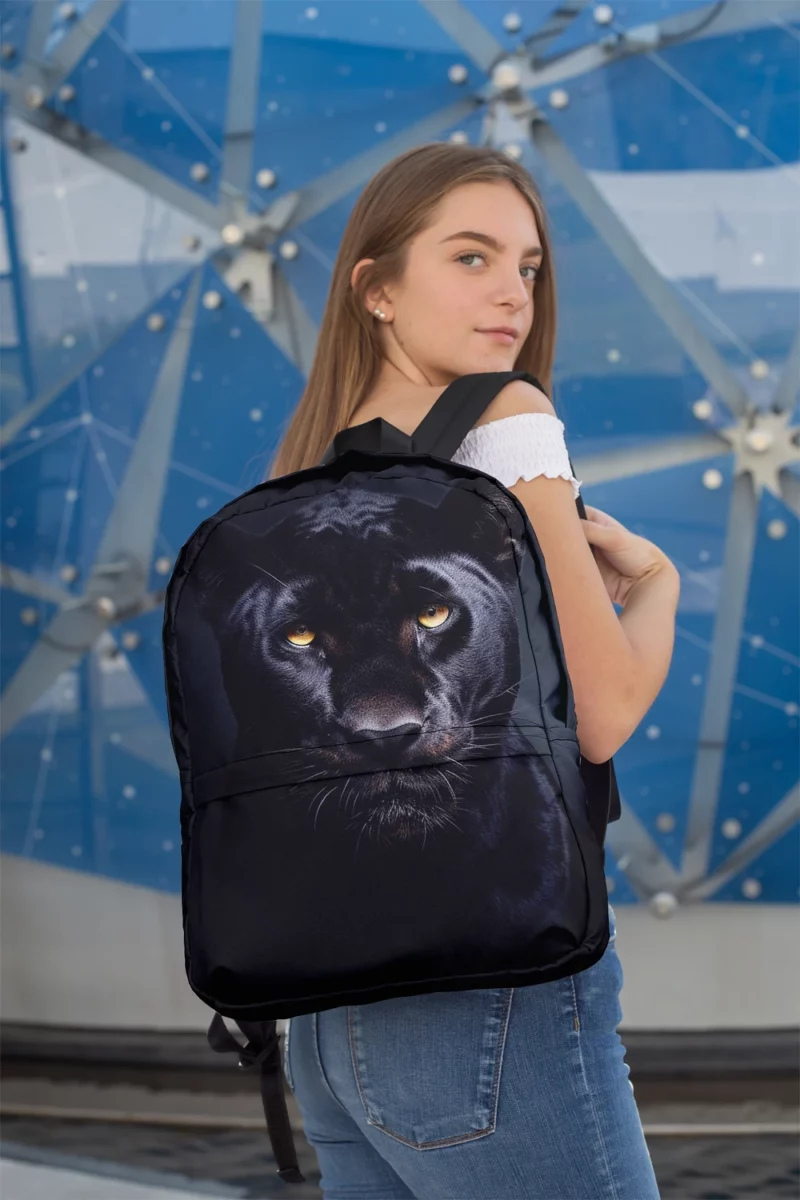 Black Leopard Portrait Minimalist Backpack 2