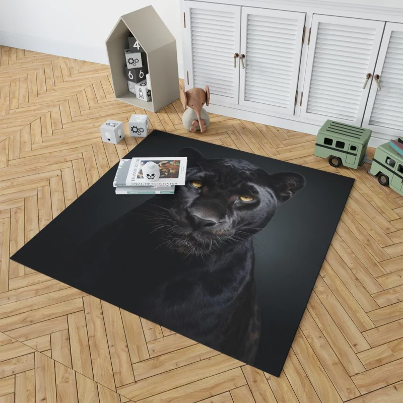 Black Leopard Portrait Rug 1