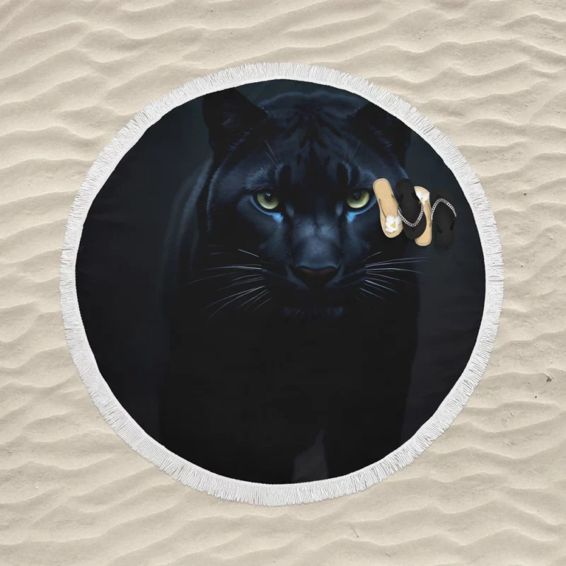 Black Panther Artwork Round Beach Towel