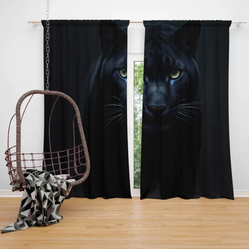 Black Panther Artwork Window Curtain