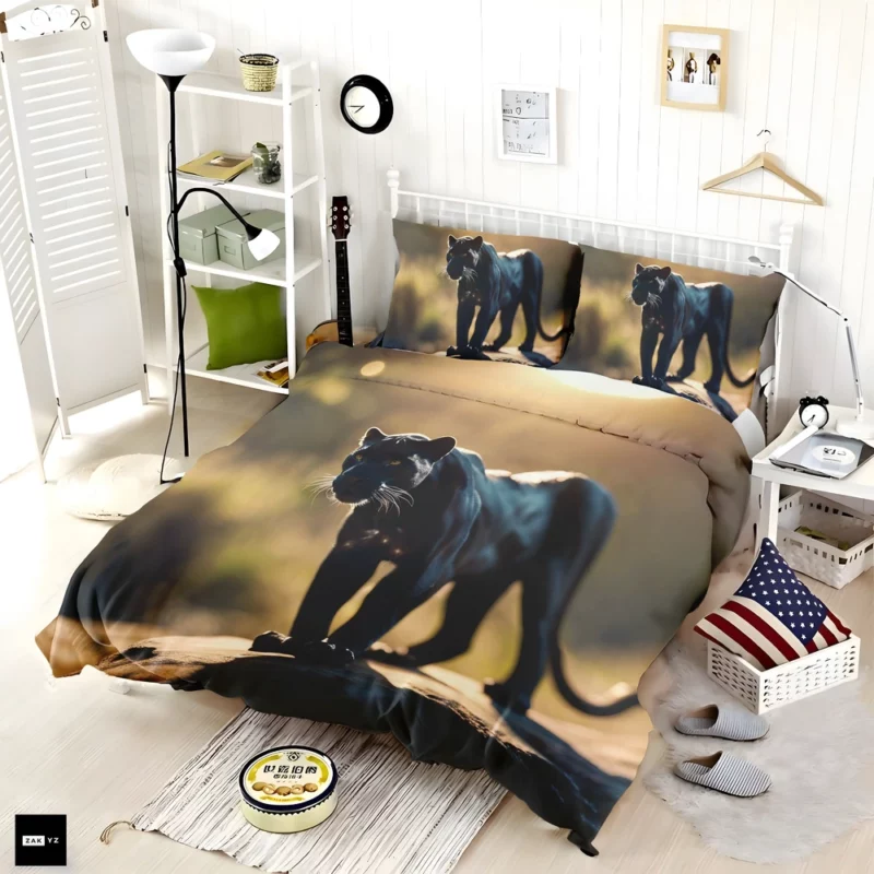 Black Panther Beside Sun Bedding Set