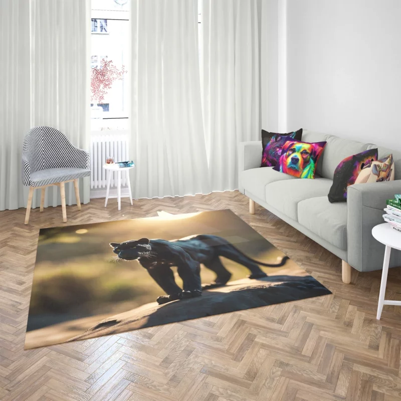 Black Panther Beside Sun Rug 2