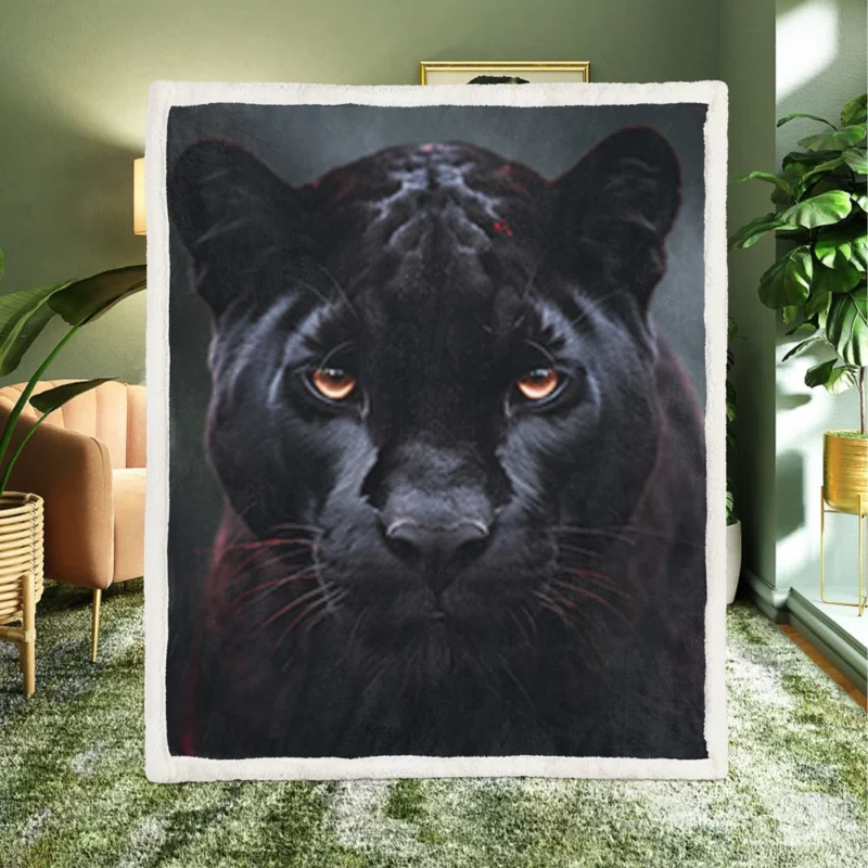 Black Panther Portrait Sherpa Fleece Blanket