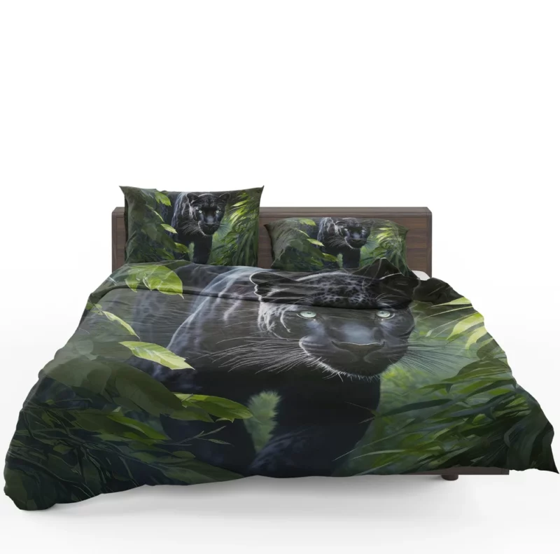 Black Panther Prowling in Jungle Bedding Set 1