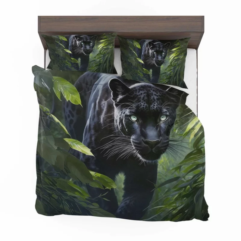 Black Panther Prowling in Jungle Bedding Set 2