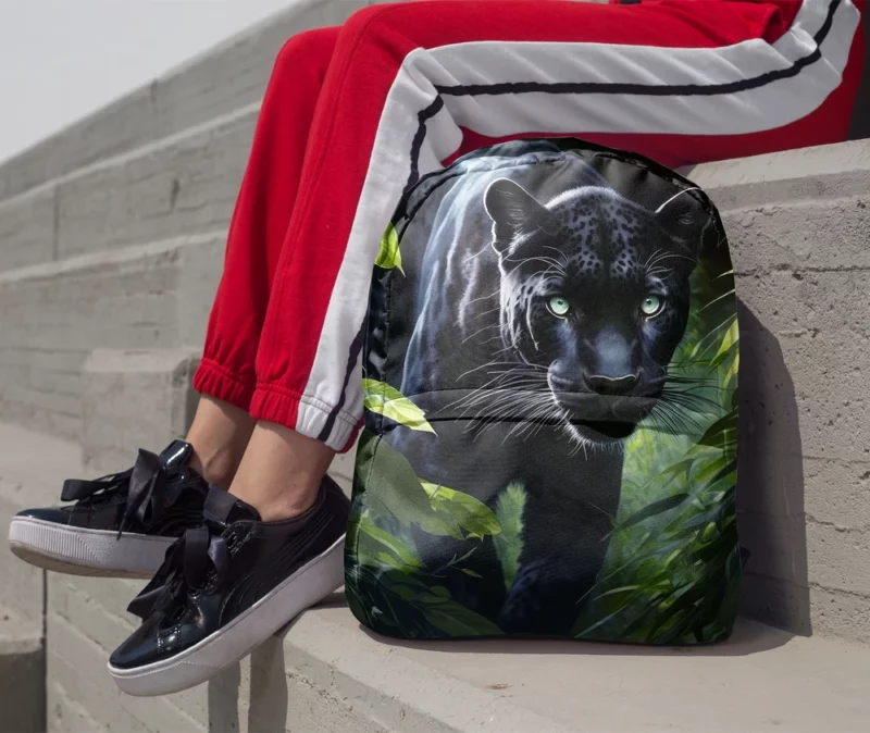 Black Panther Prowling in Jungle Minimalist Backpack 1