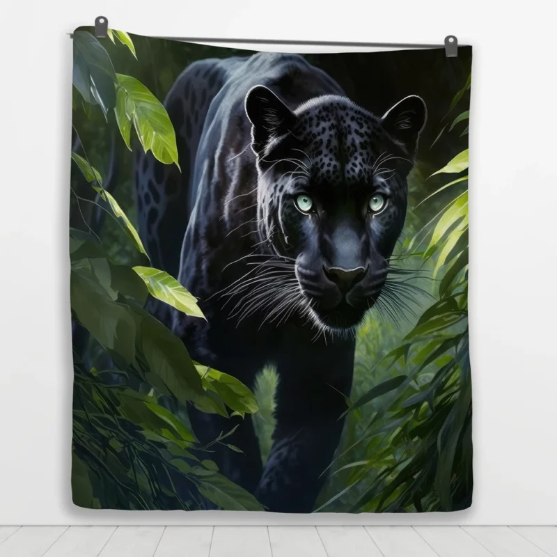 Black Panther Prowling in Jungle Quilt Blanket 1