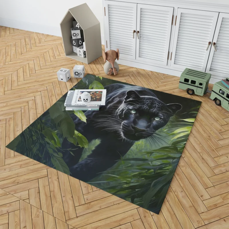 Black Panther Prowling in Jungle Rug 1