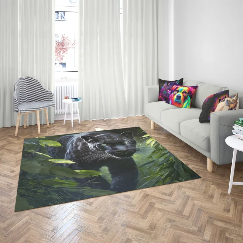 Black Panther Prowling in Jungle Rug 2