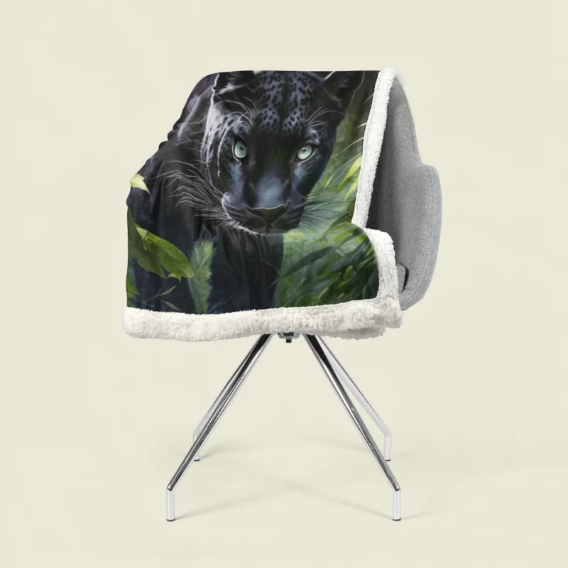 Black Panther Prowling in Jungle Sherpa Fleece Blanket 1