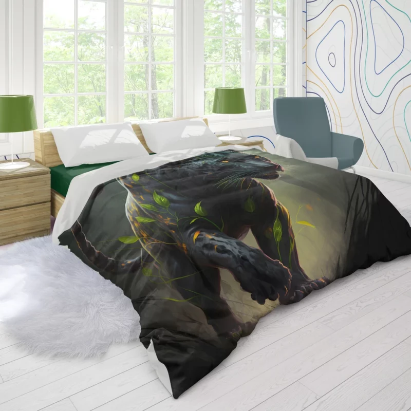 Black Panther Walking in Darkness Duvet Cover