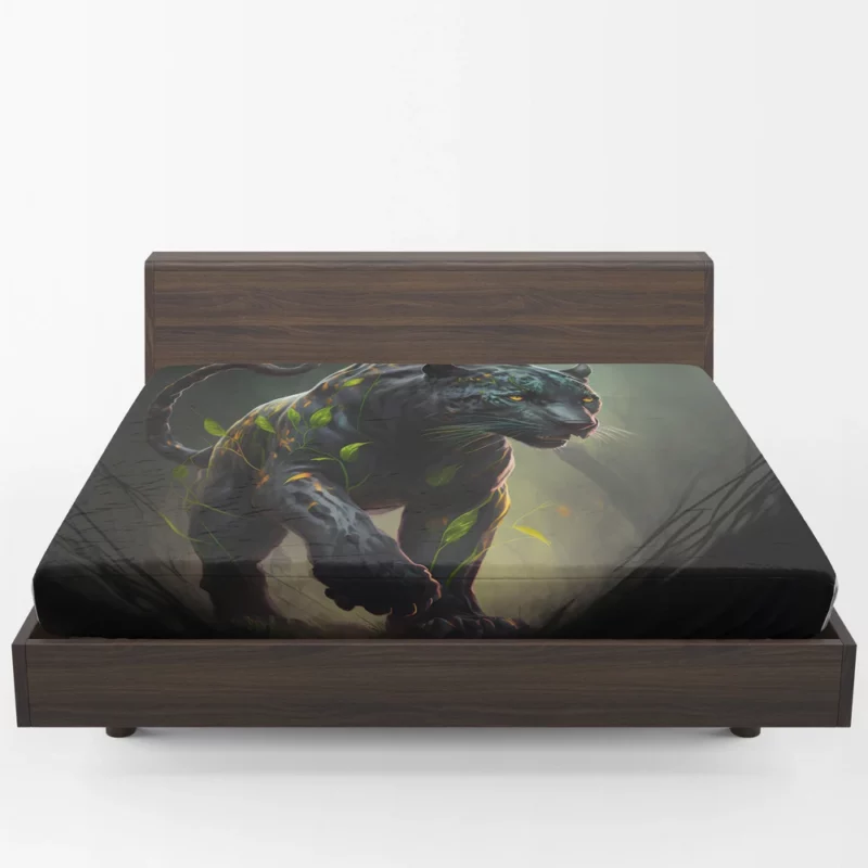 Black Panther Walking in Darkness Fitted Sheet 1