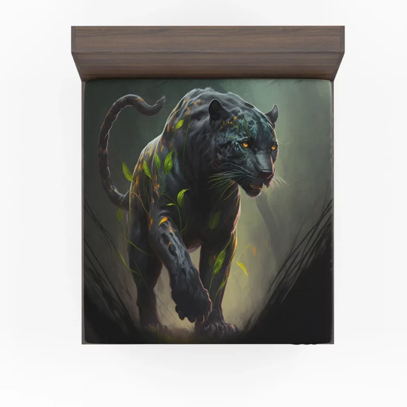 Black Panther Walking in Darkness Fitted Sheet