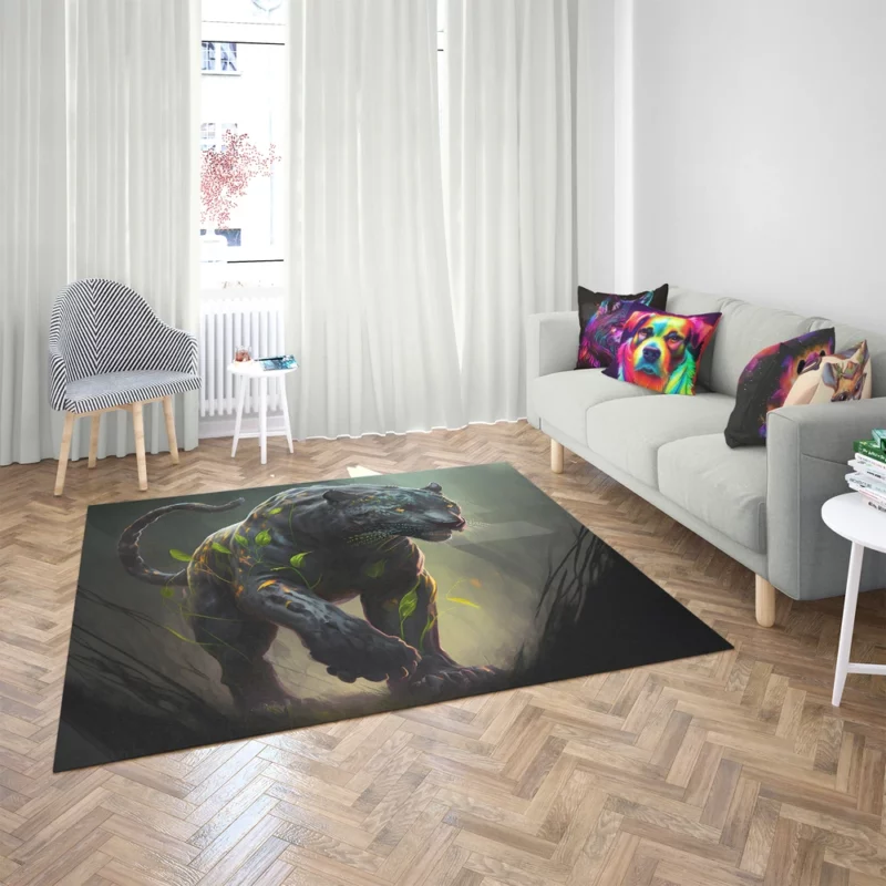 Black Panther Walking in Darkness Rug 2