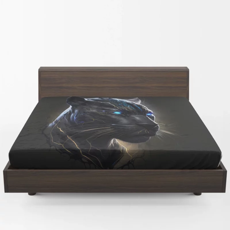 Black Panther With Blue Eyes Fitted Sheet 1