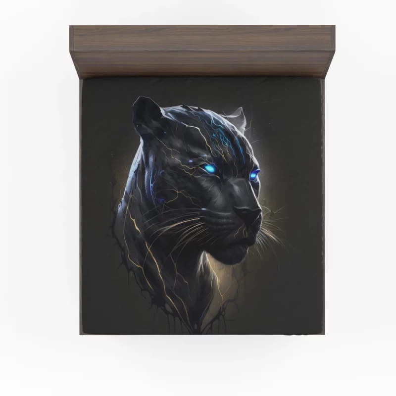 Black Panther With Blue Eyes Fitted Sheet