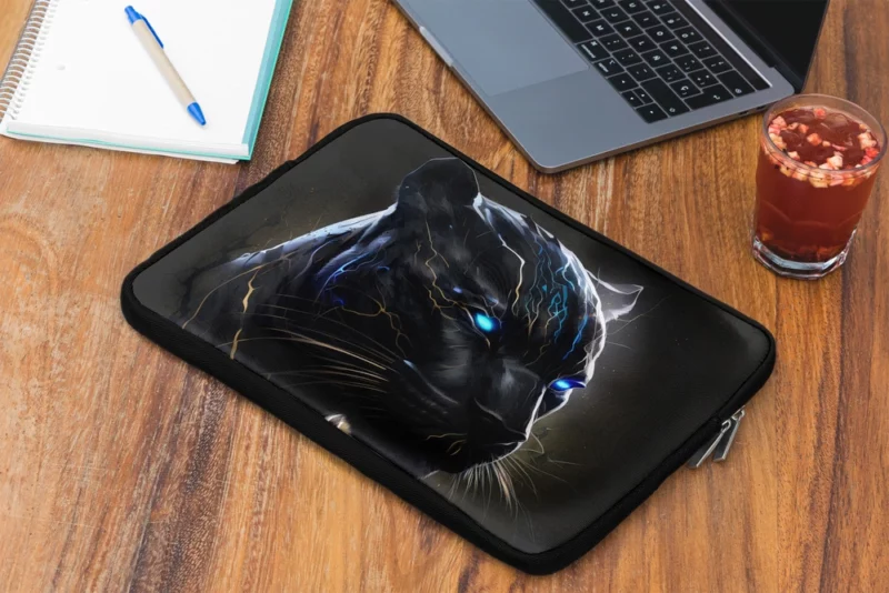 Black Panther With Blue Eyes Laptop Sleeve 2