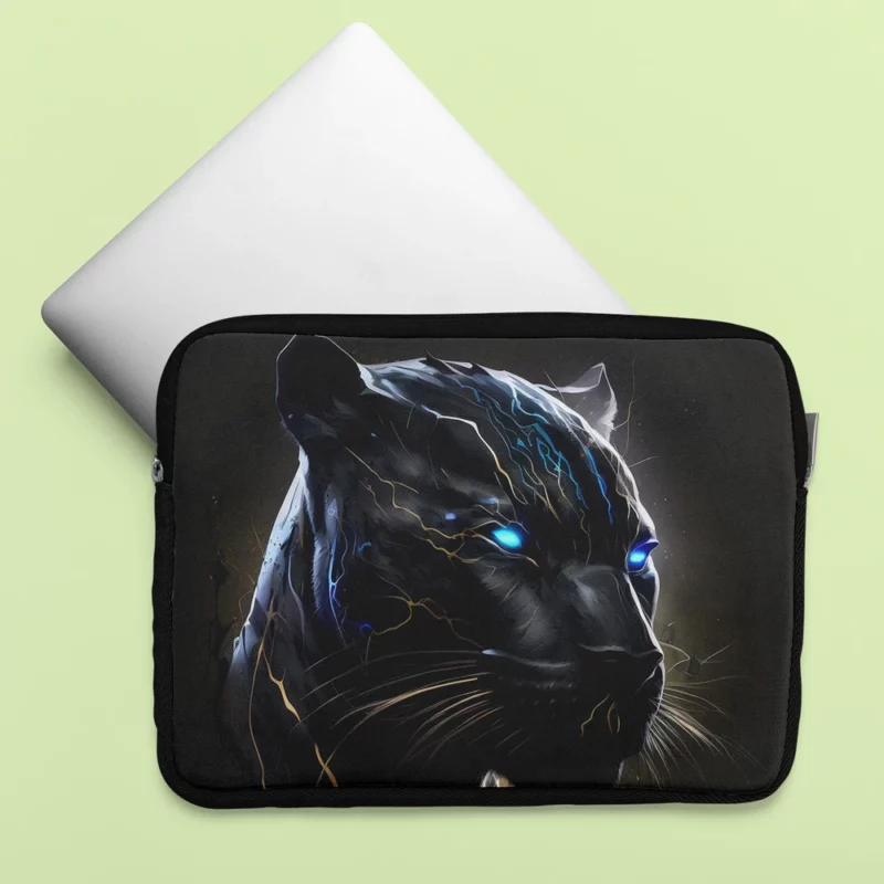 Black Panther With Blue Eyes Laptop Sleeve