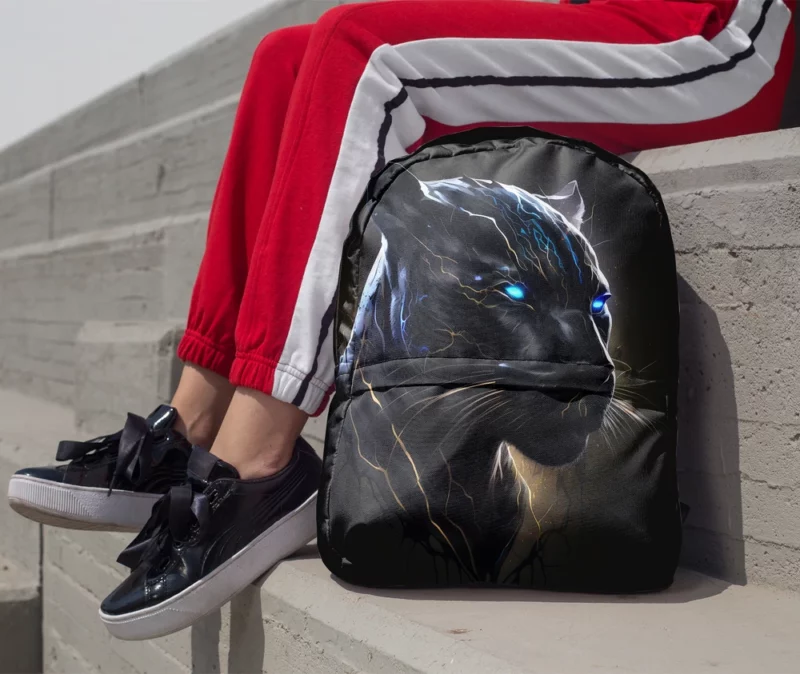 Black Panther With Blue Eyes Minimalist Backpack 1