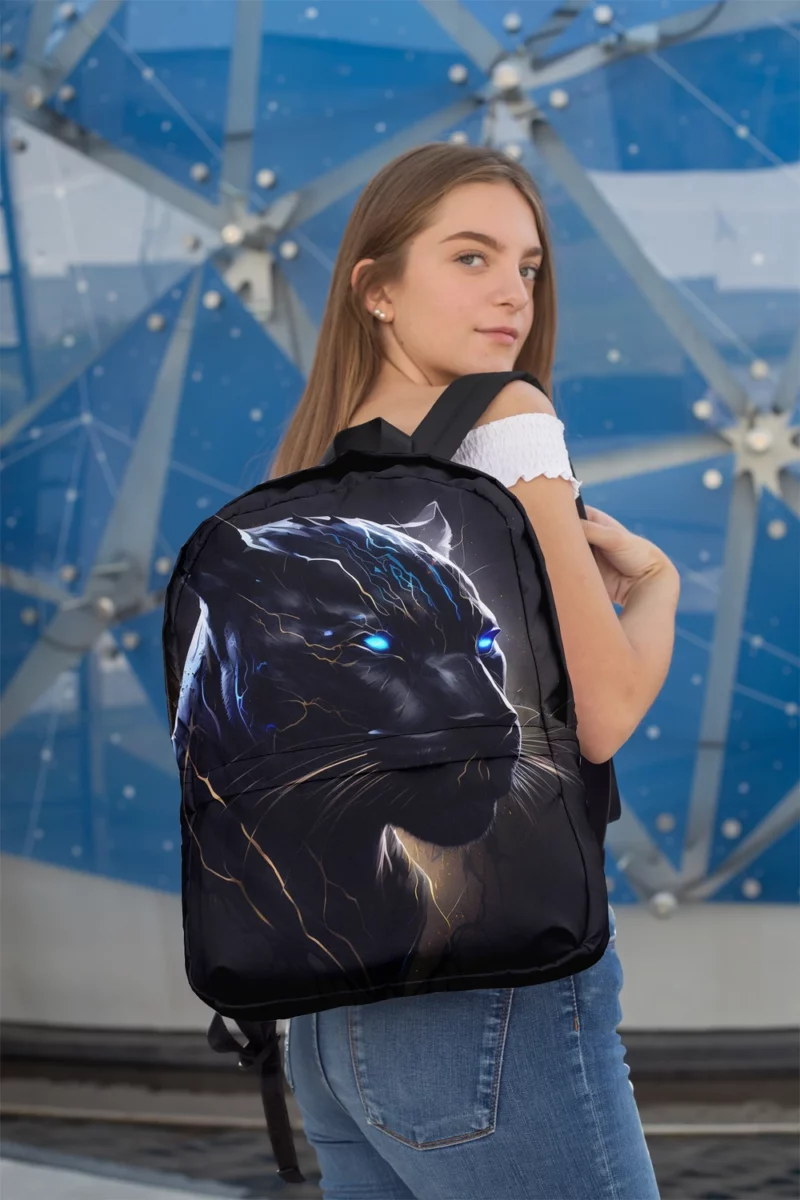 Black Panther With Blue Eyes Minimalist Backpack 2