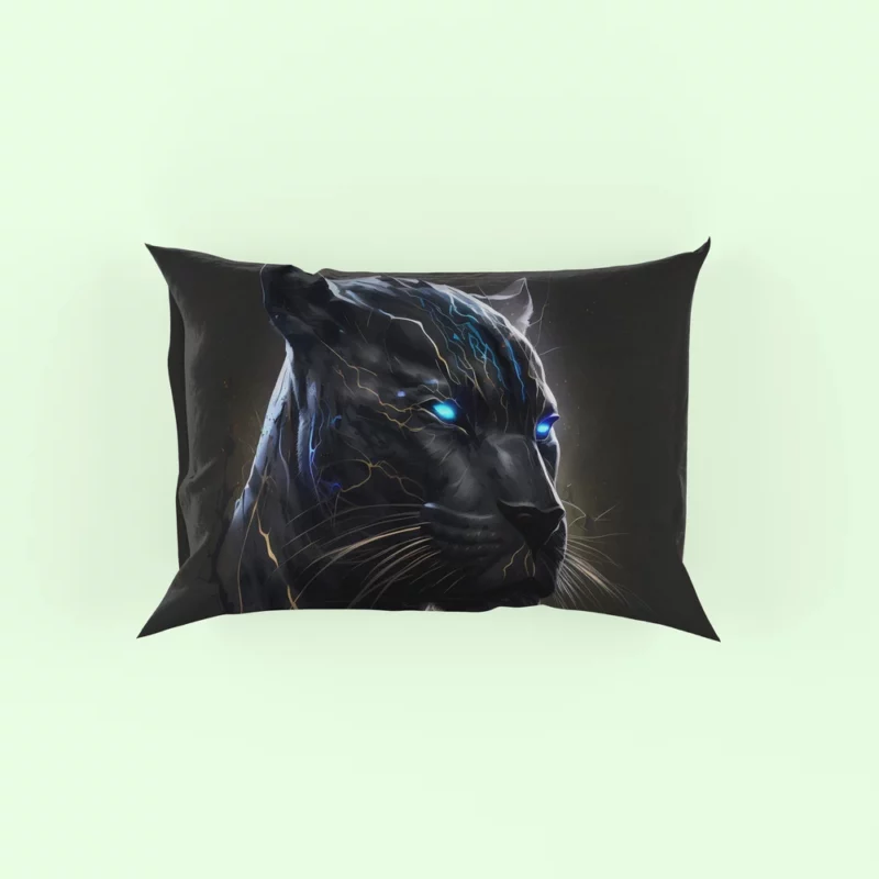 Black Panther With Blue Eyes Pillow Case