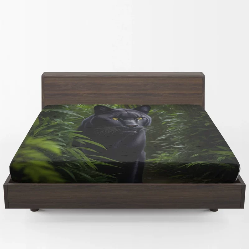 Black Panther in Forest Fitted Sheet 1