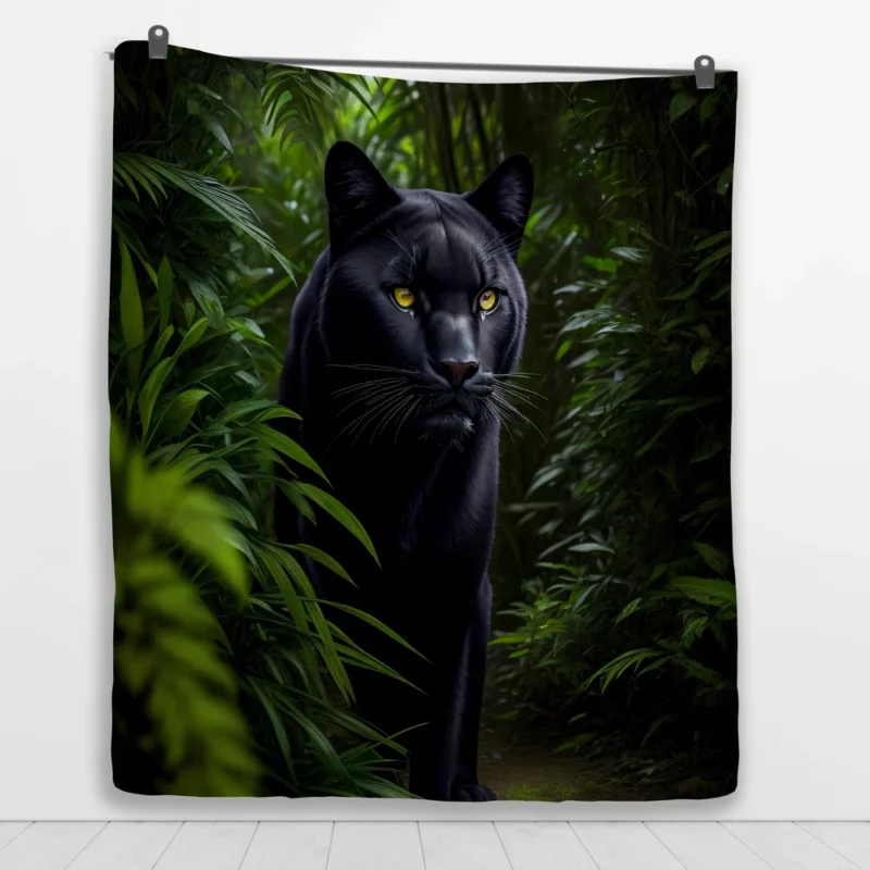 Black Panther in Forest Quilt Blanket 1