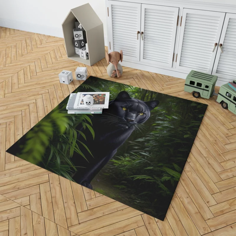 Black Panther in Forest Rug 1