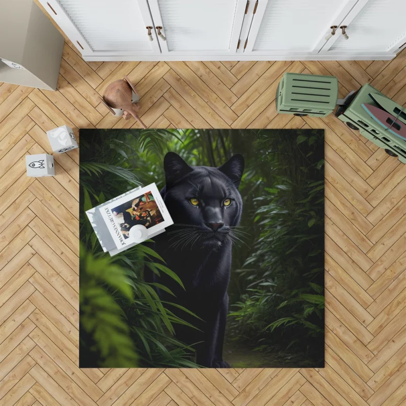 Black Panther in Forest Rug