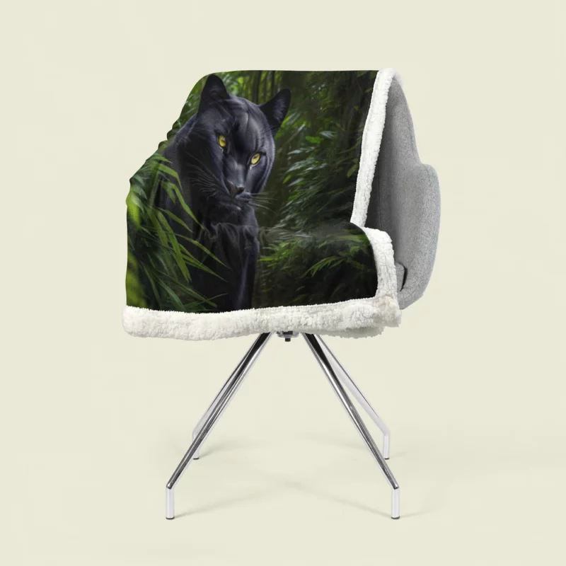 Black Panther in Forest Sherpa Fleece Blanket 1