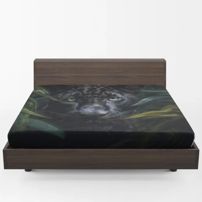 Black Panther in Jungle Fitted Sheet 1