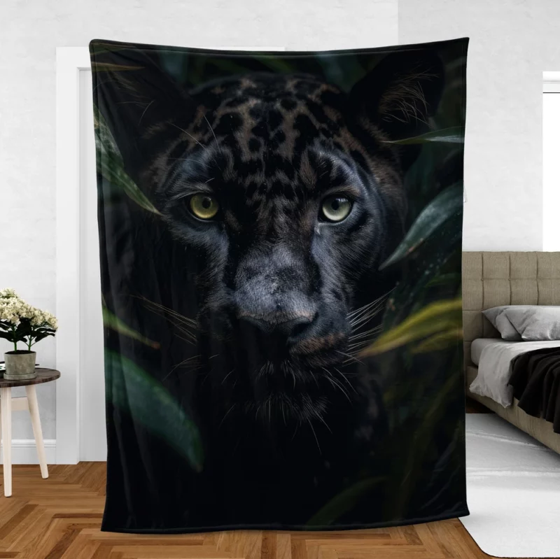 Black Panther in Jungle Fleece Blanket