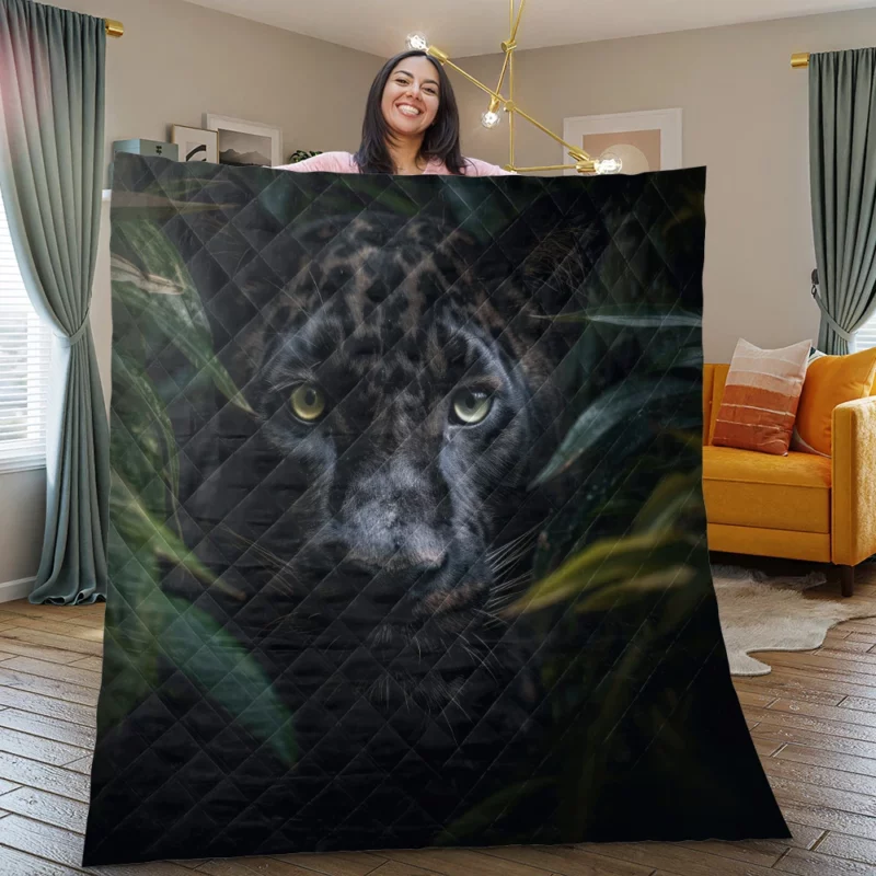 Black Panther in Jungle Quilt Blanket